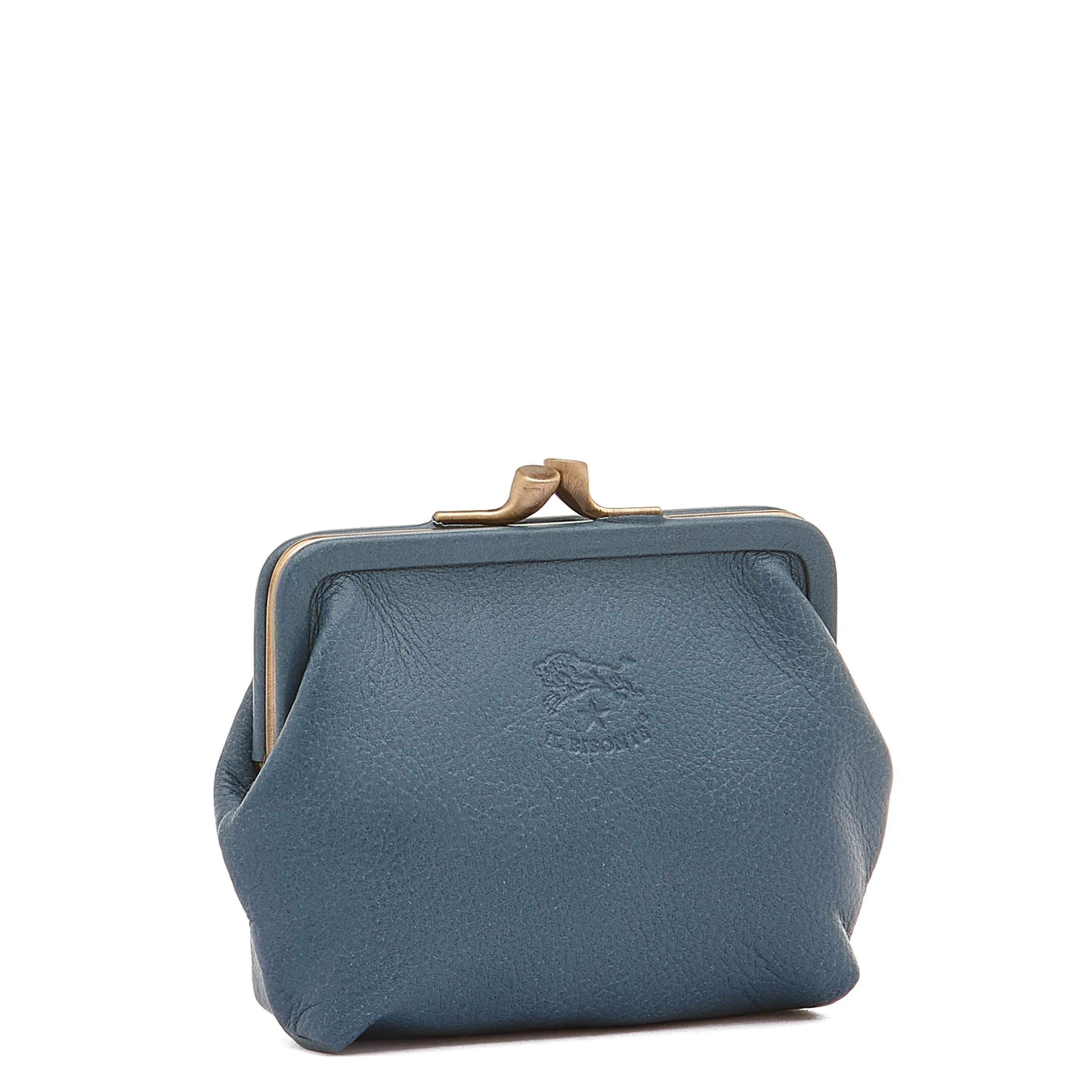 Coin purse in calf leather color light grey – Il Bisonte