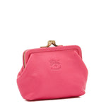 Women's coin purse in leather color azalea