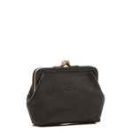 Women's coin purse in calf leather color black