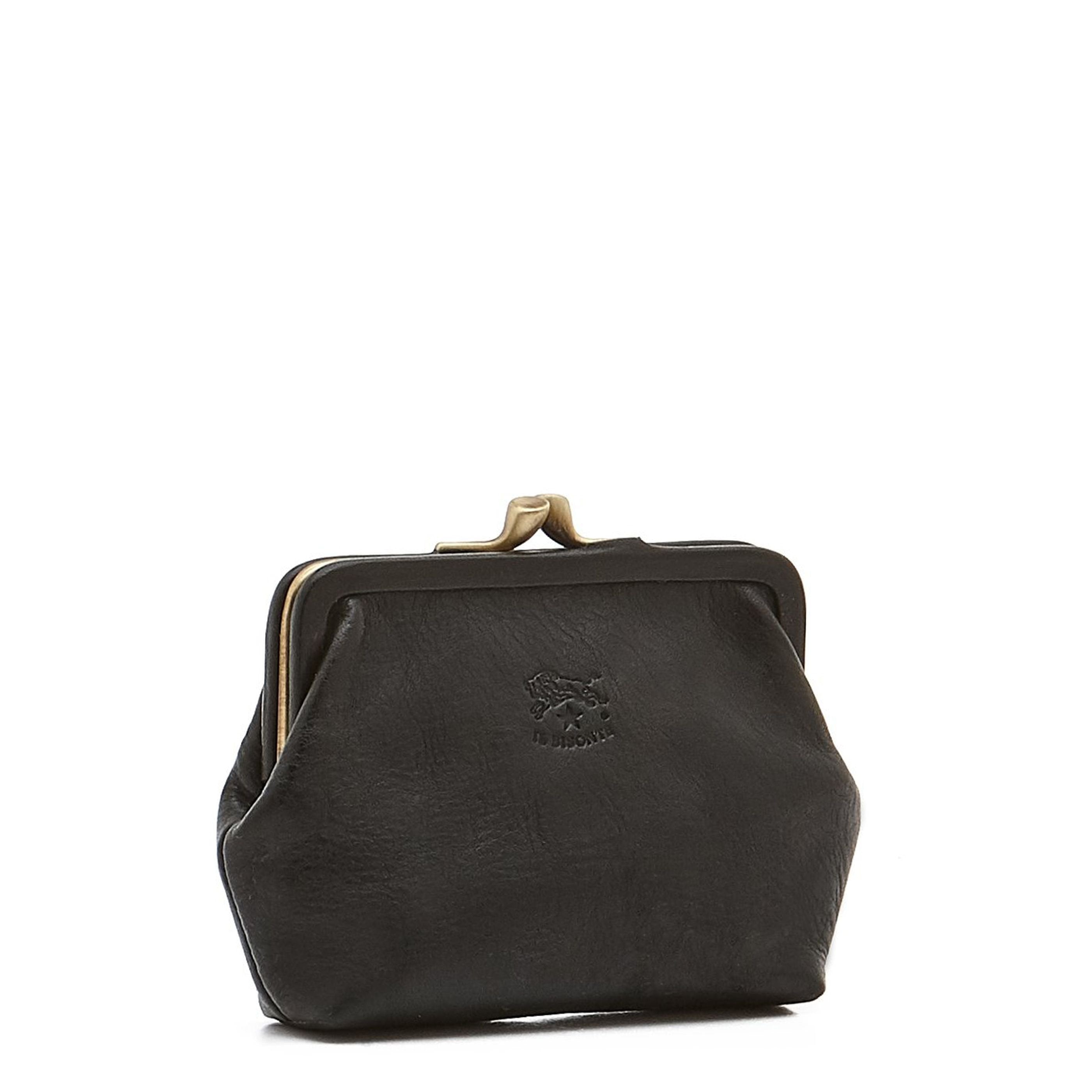 Women's coin purse in leather color black – Il Bisonte