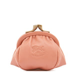 Women's coin purse in leather color grapefruit