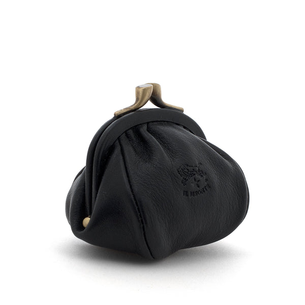 Women's coin purse in calf leather color black