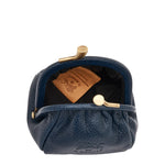 Women's coin purse in calf leather color blue
