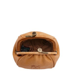 Women's coin purse in calf leather color natural