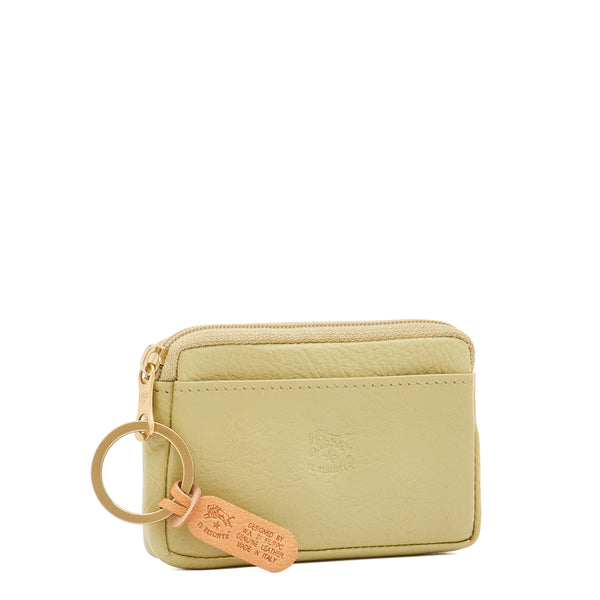 Coin purse in leather color pistachio