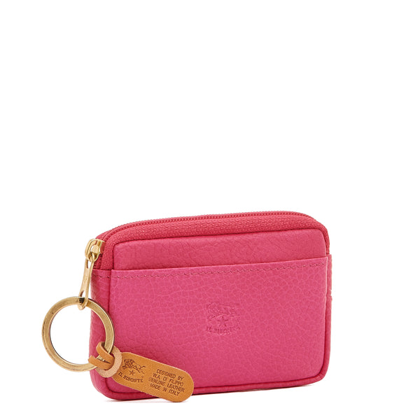 Coin purse in leather color azalea