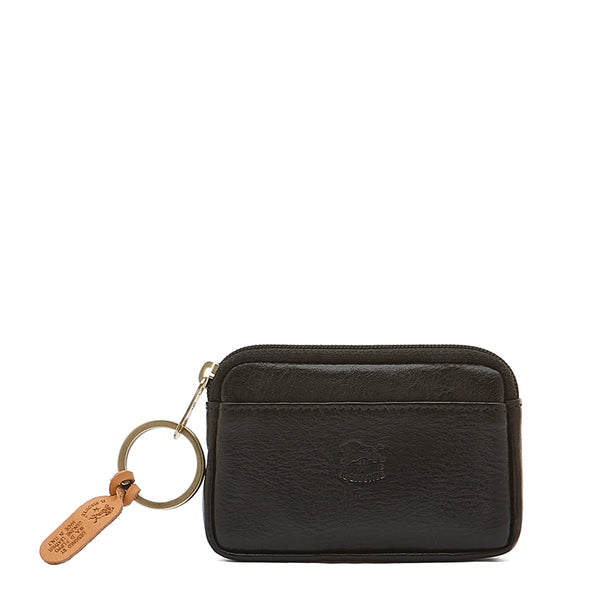 Coin purse in calf leather color black