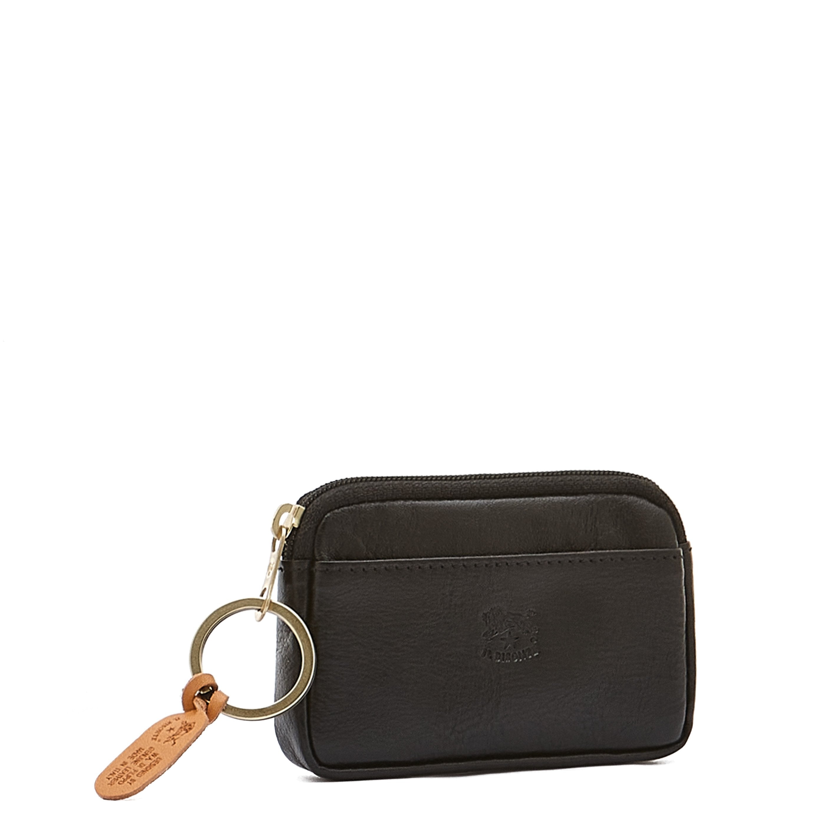 Coin purse in calf leather color black