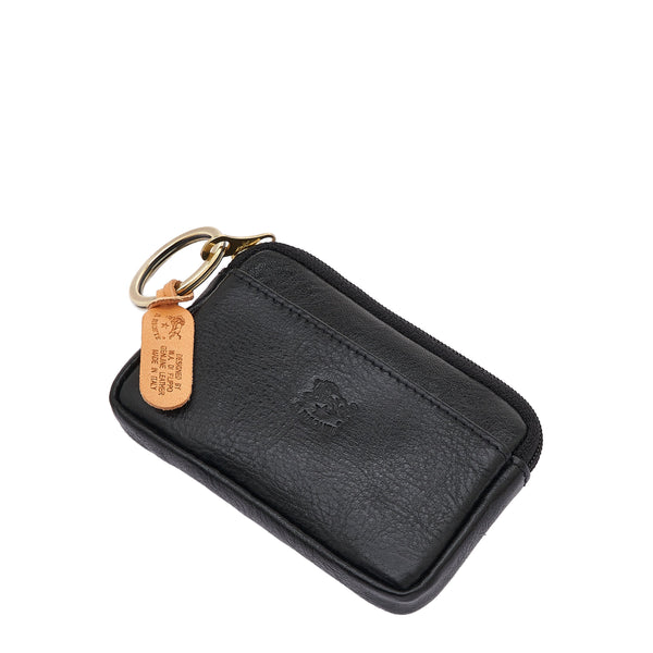Coin purse in calf leather color black