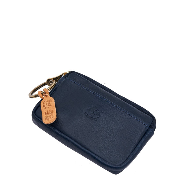 Women's coin purse in leather color blue denim – Il Bisonte