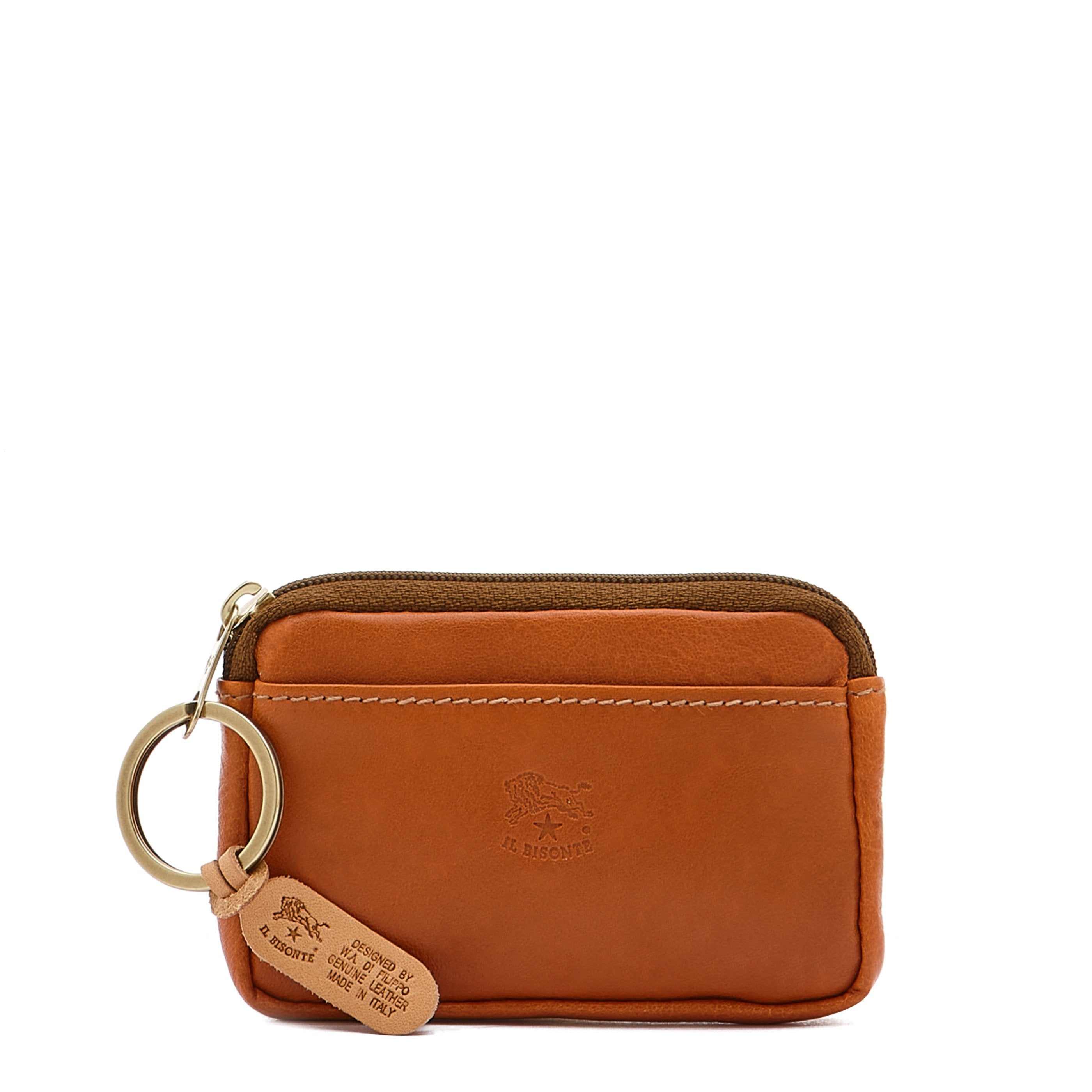 Coin purse in calf leather color caramel