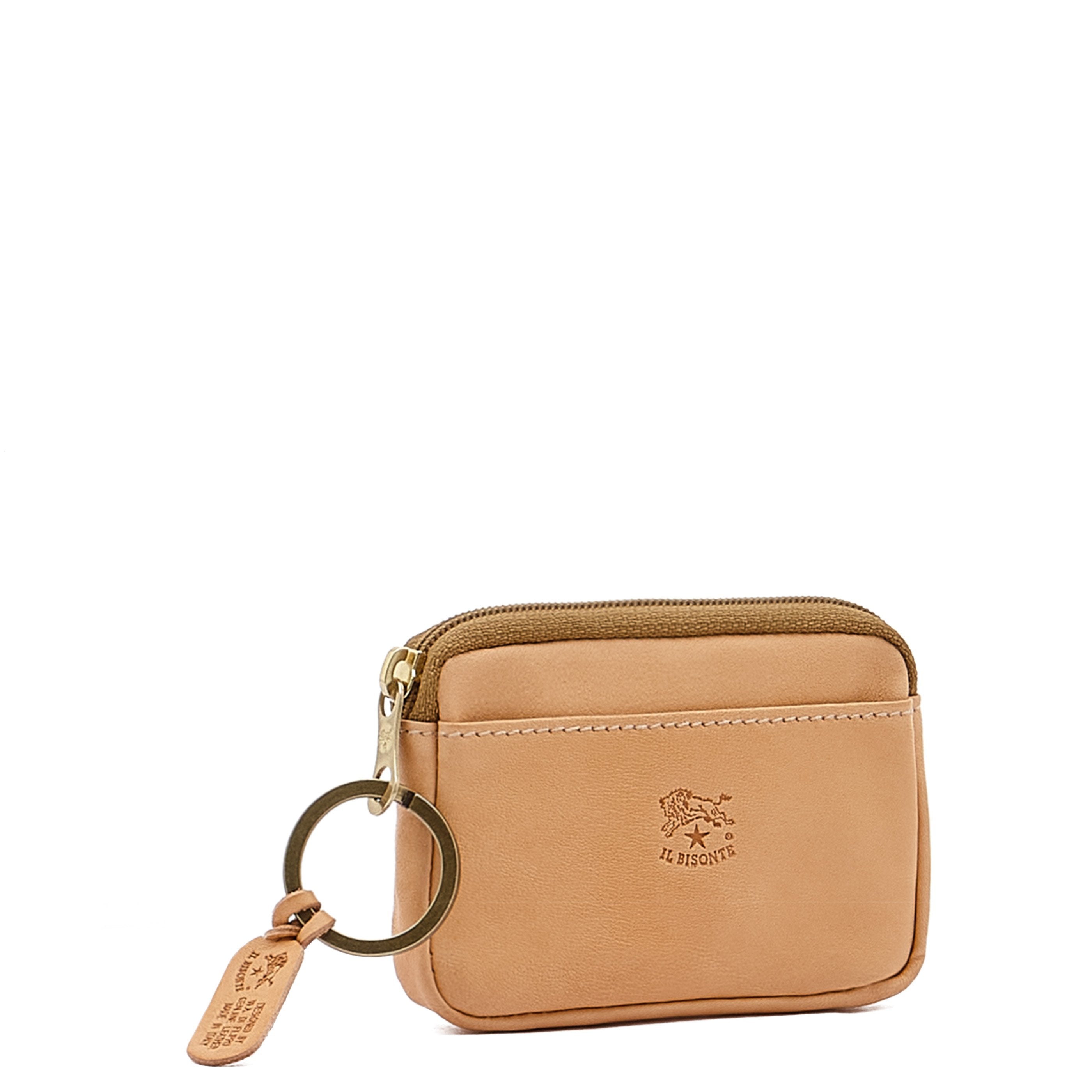 Coin purse in calf leather color light grey – Il Bisonte