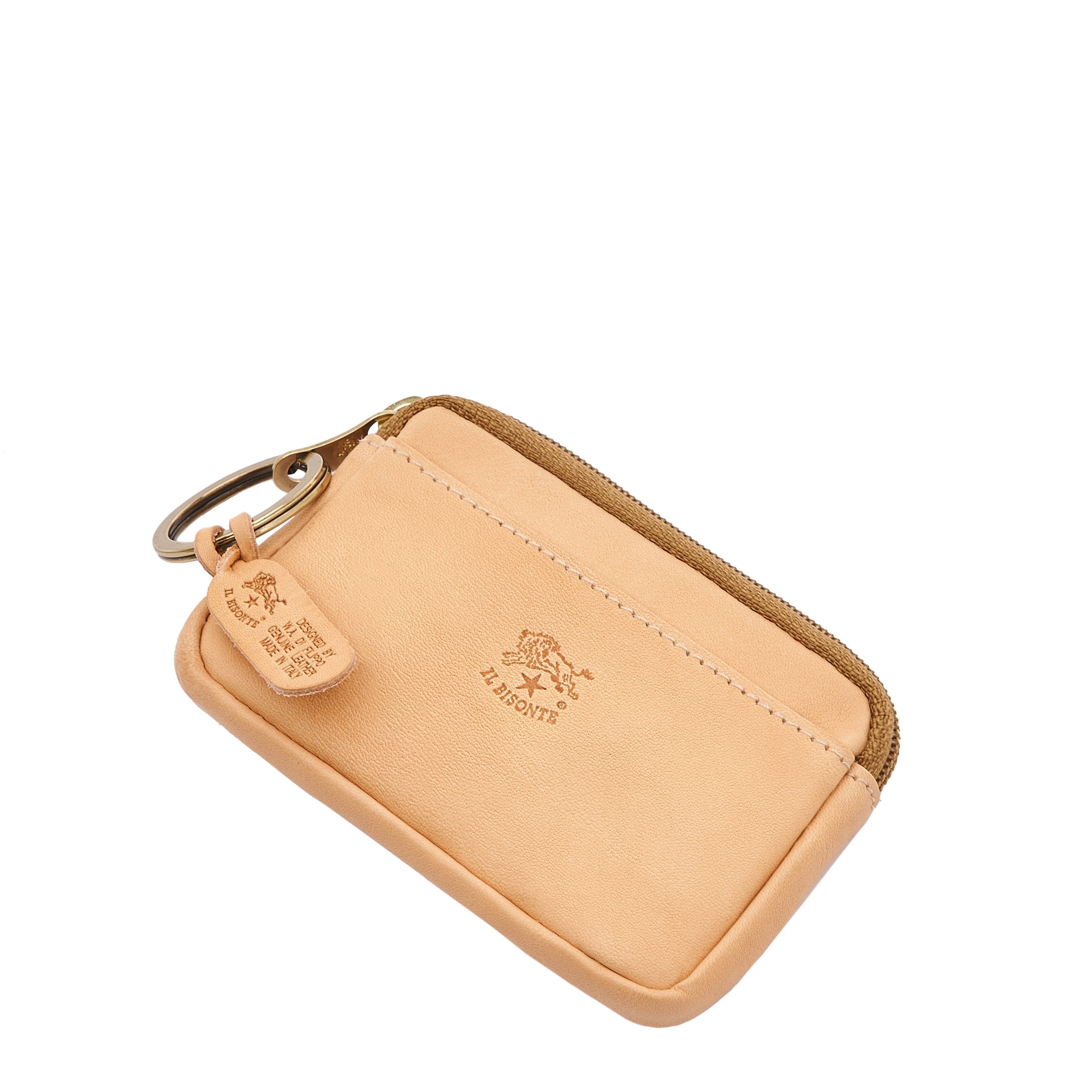 Coin purse in calf leather color natural