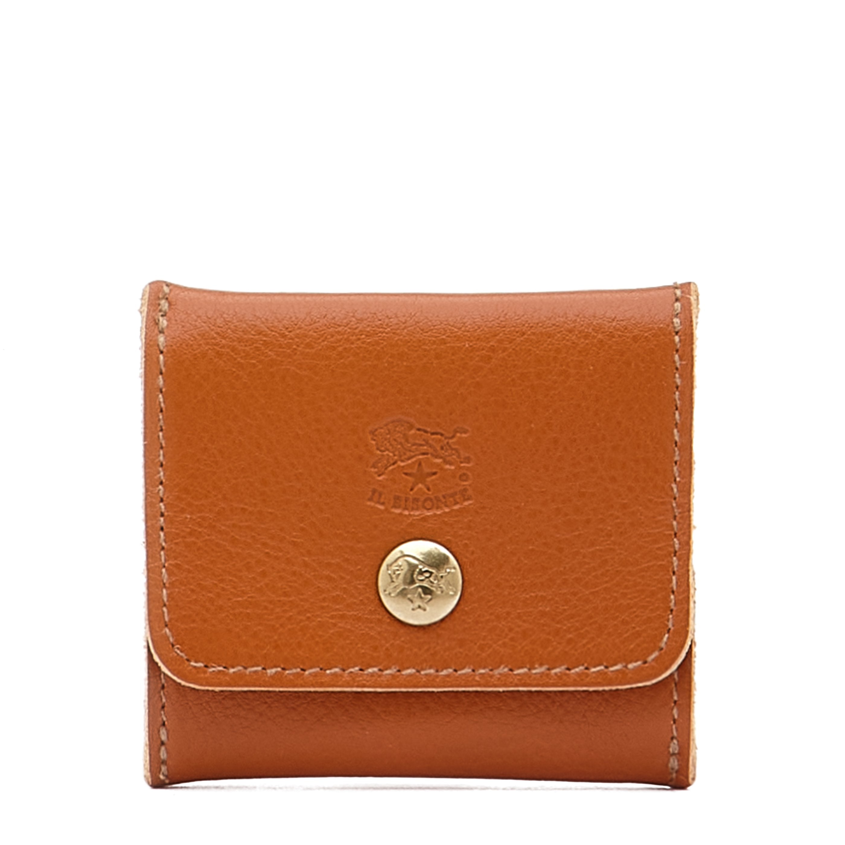 Coin purse in calf leather color caramel