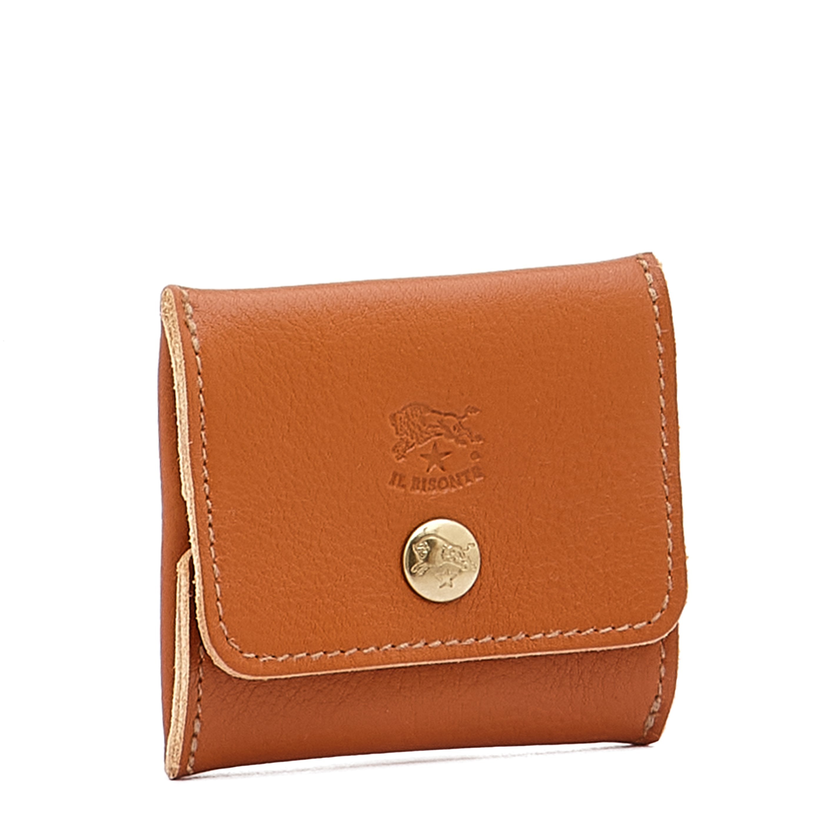 Coin purse in calf leather color caramel