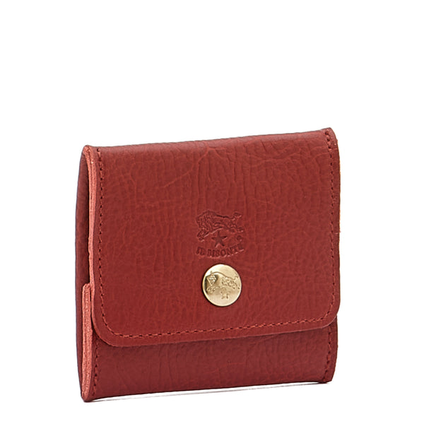 Coin Purse in Calf Leather color Red