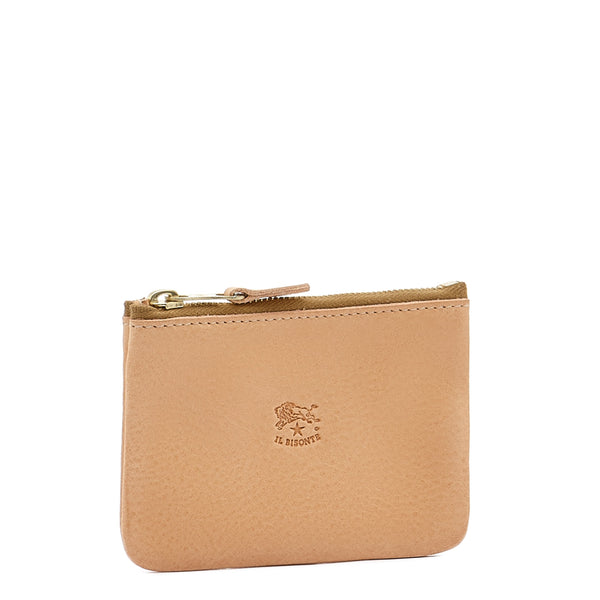 Coin Purse in Calf Leather color Natural