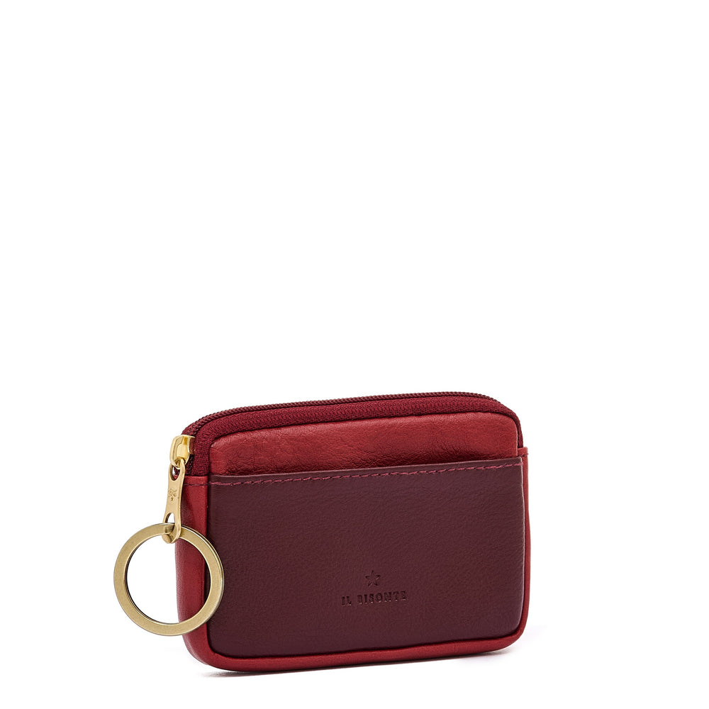Duo | Porte monnaie en cuir couleur cerise noire/rouge — 
side view
 — 2 of 3