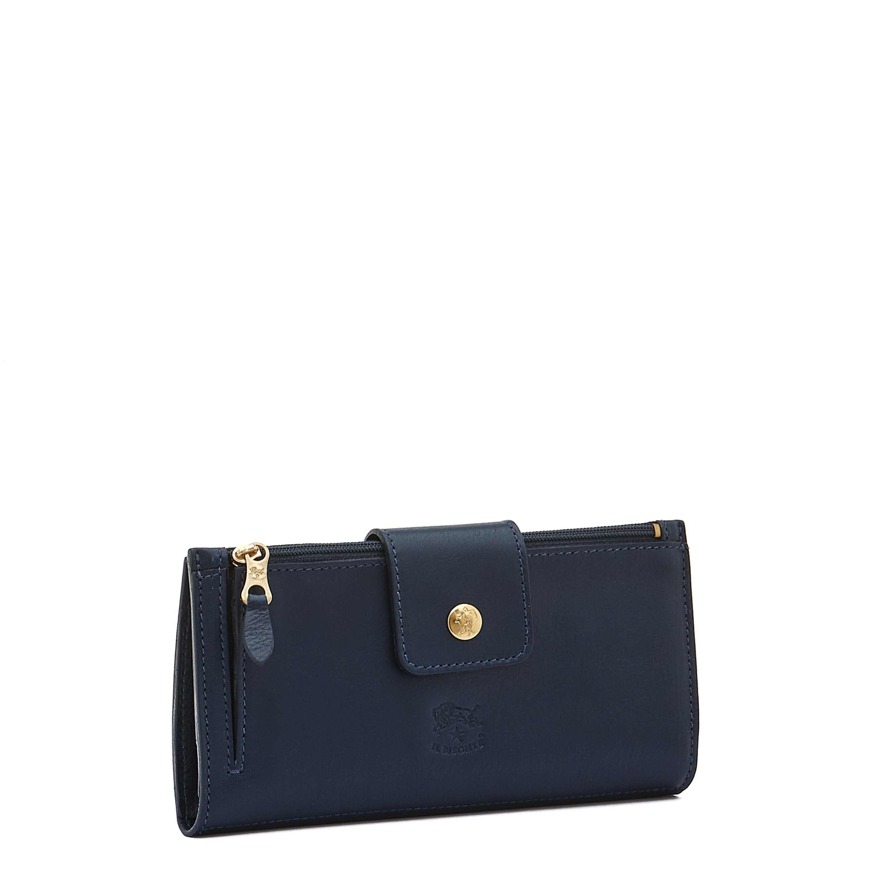 Women's Continental Wallet in Calf Leather color Blue