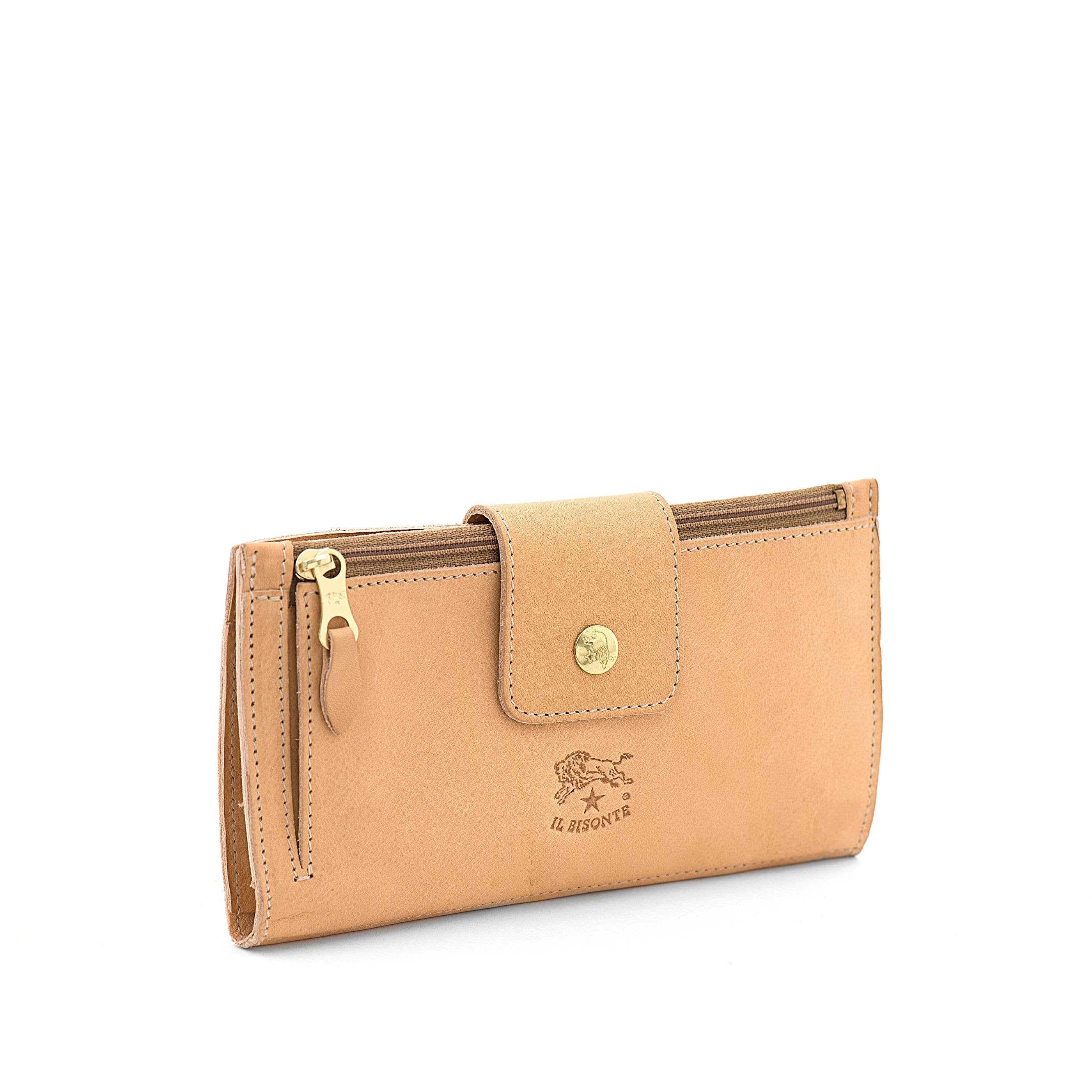 Women's continental wallet in calf leather color natural