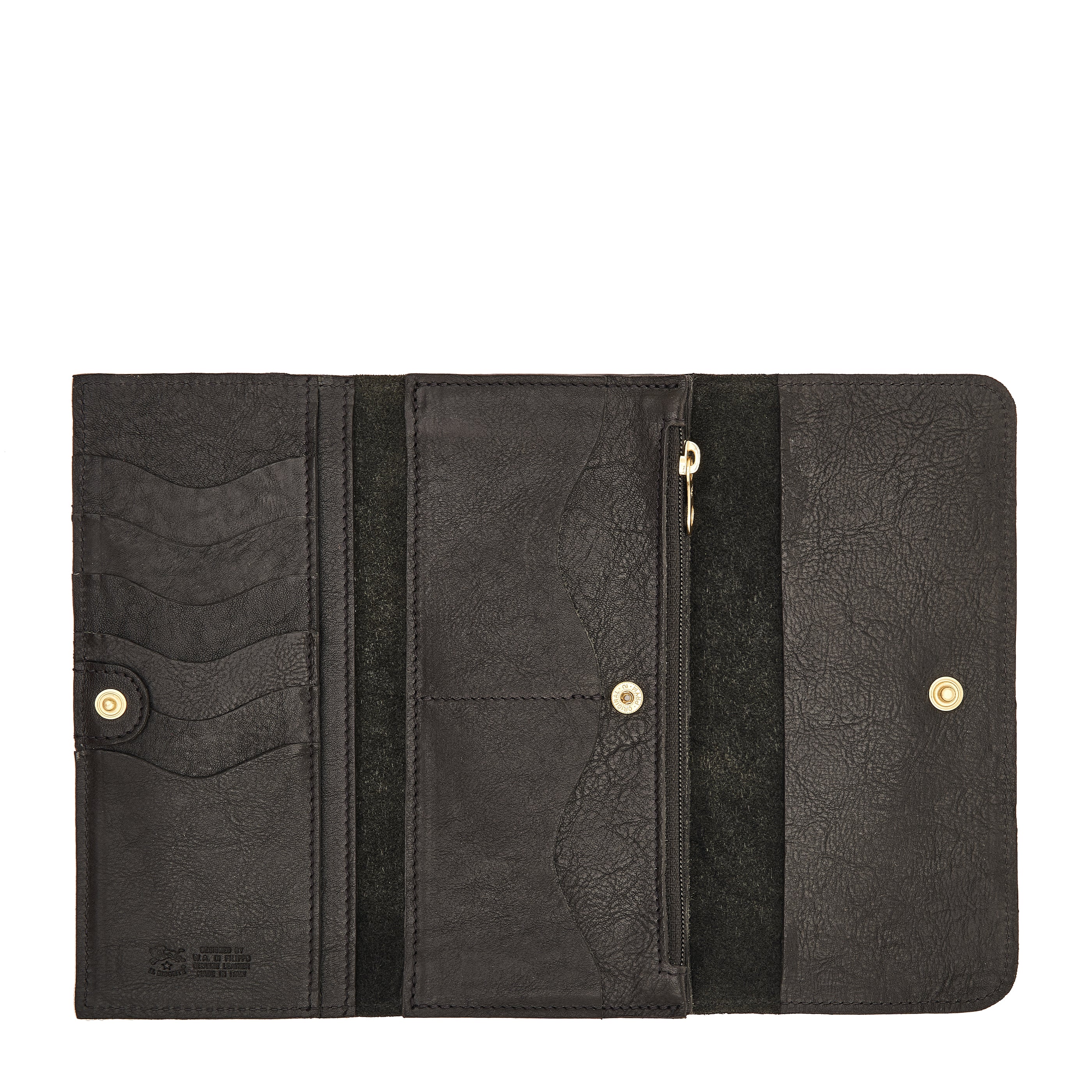 Women's continental wallet in vintage leather color black