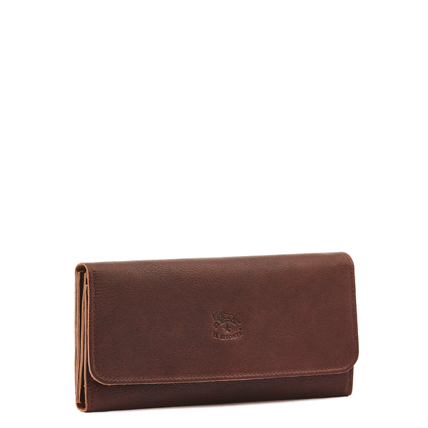 Women's continental wallet in vintage leather color coffee