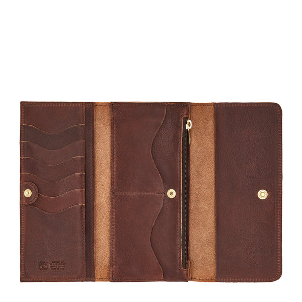 Women's continental wallet in vintage leather color coffee