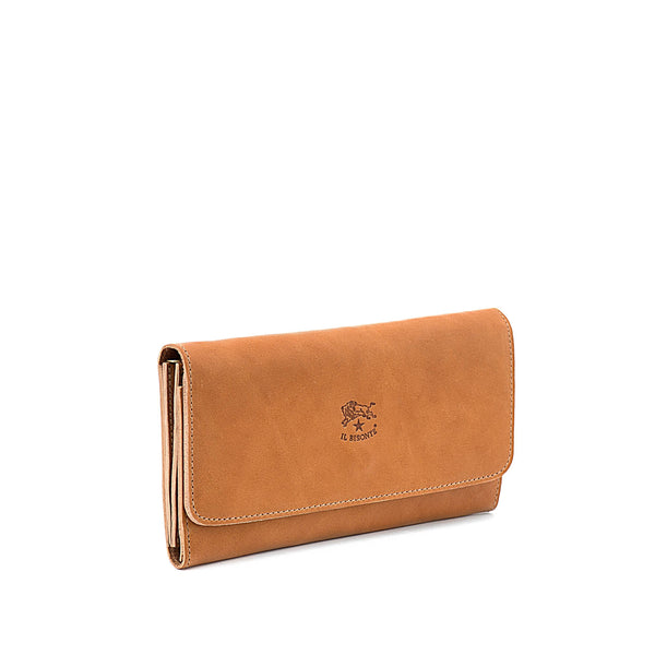 Women's continental wallet in vintage leather color natural