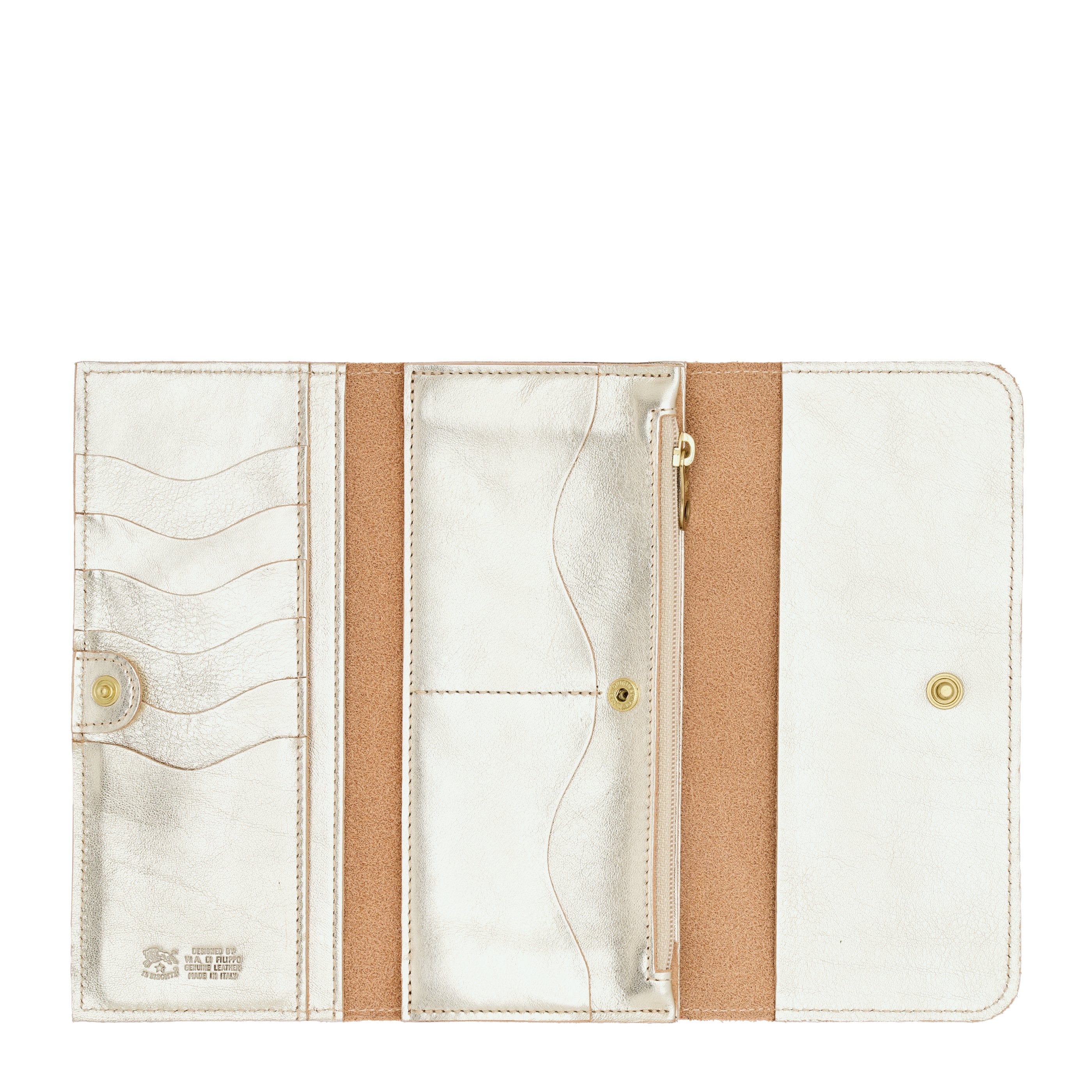 Women's continental wallet in metallic leather color metallic platinum — 
back or detail view
 — 3 of 5