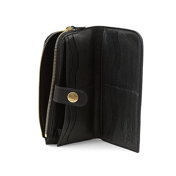 Women's continental wallet in calf leather color black