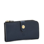 Women's continental wallet in calf leather color blue