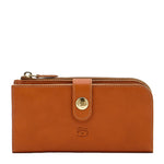 Women's continental wallet in calf leather color caramel