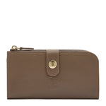 Women's continental wallet in calf leather color light grey