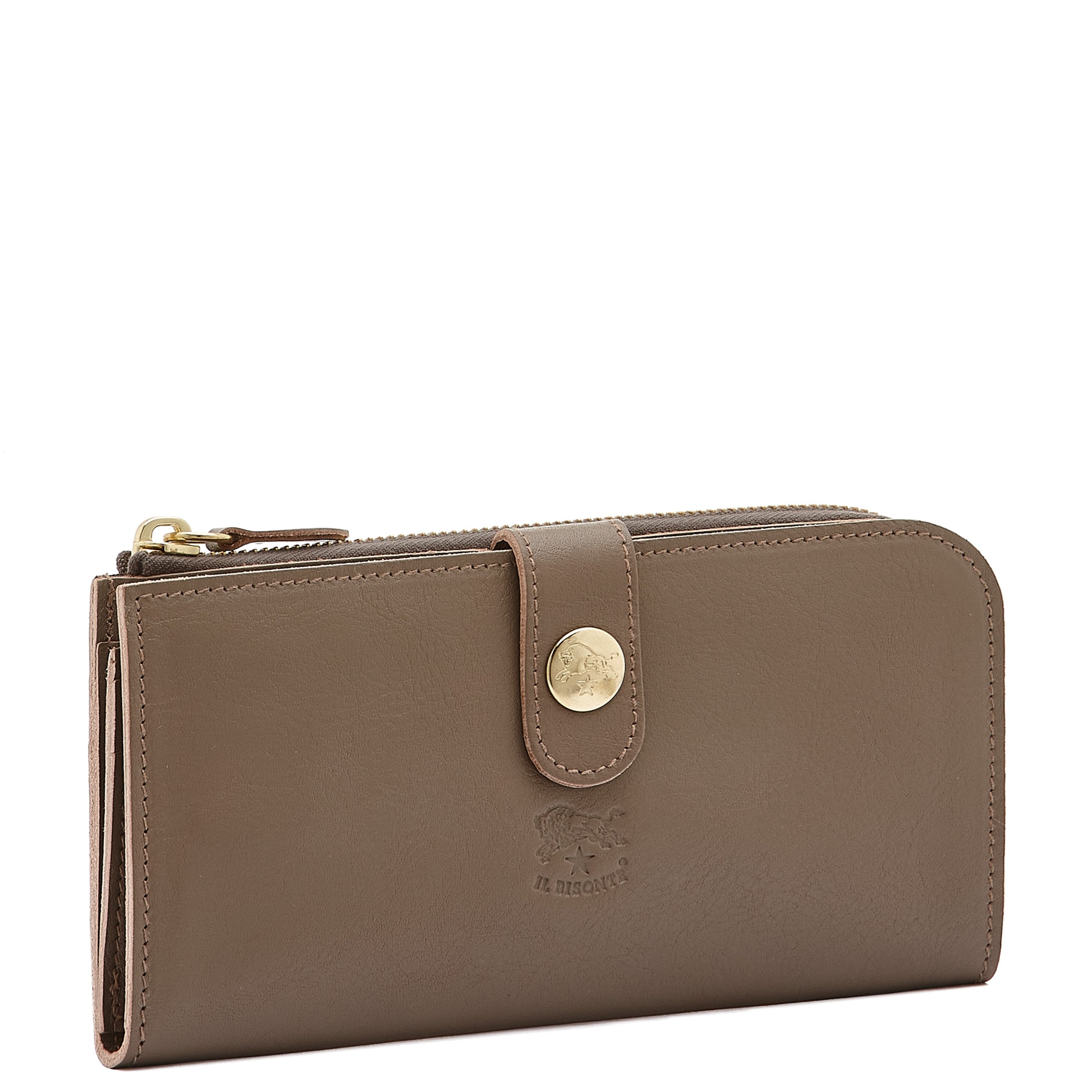 Women's continental wallet in calf leather color light grey