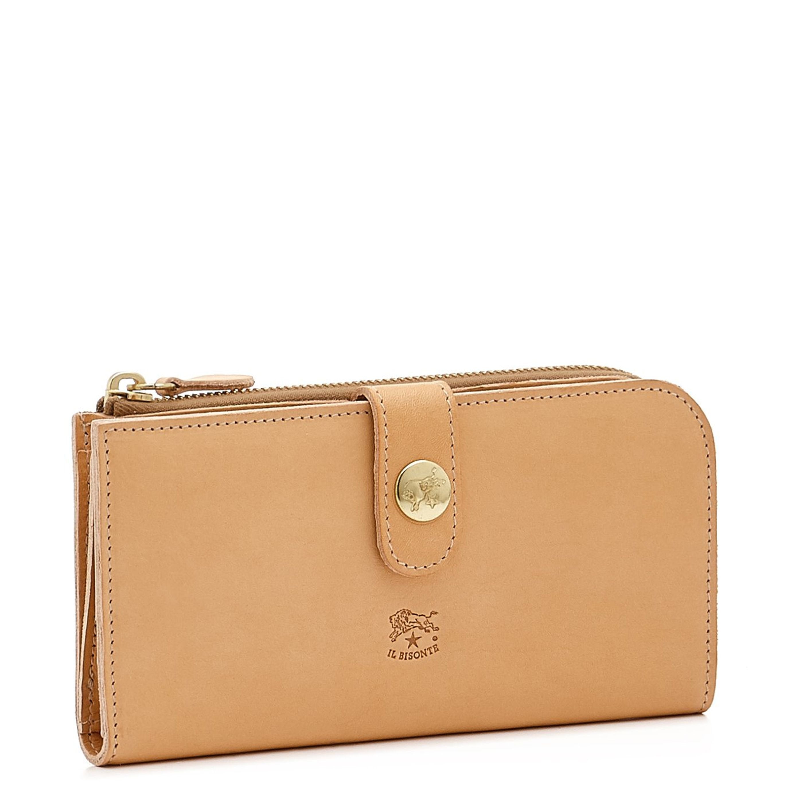 Women's continental wallet in calf leather color natural
