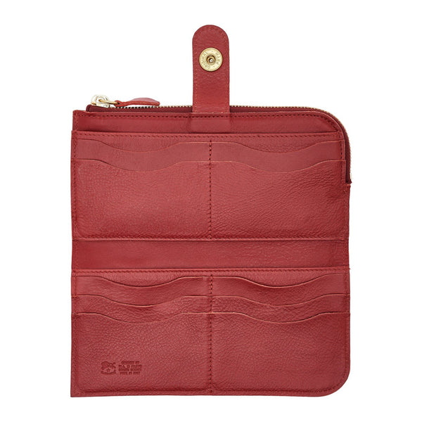 Women's continental wallet in calf leather color red