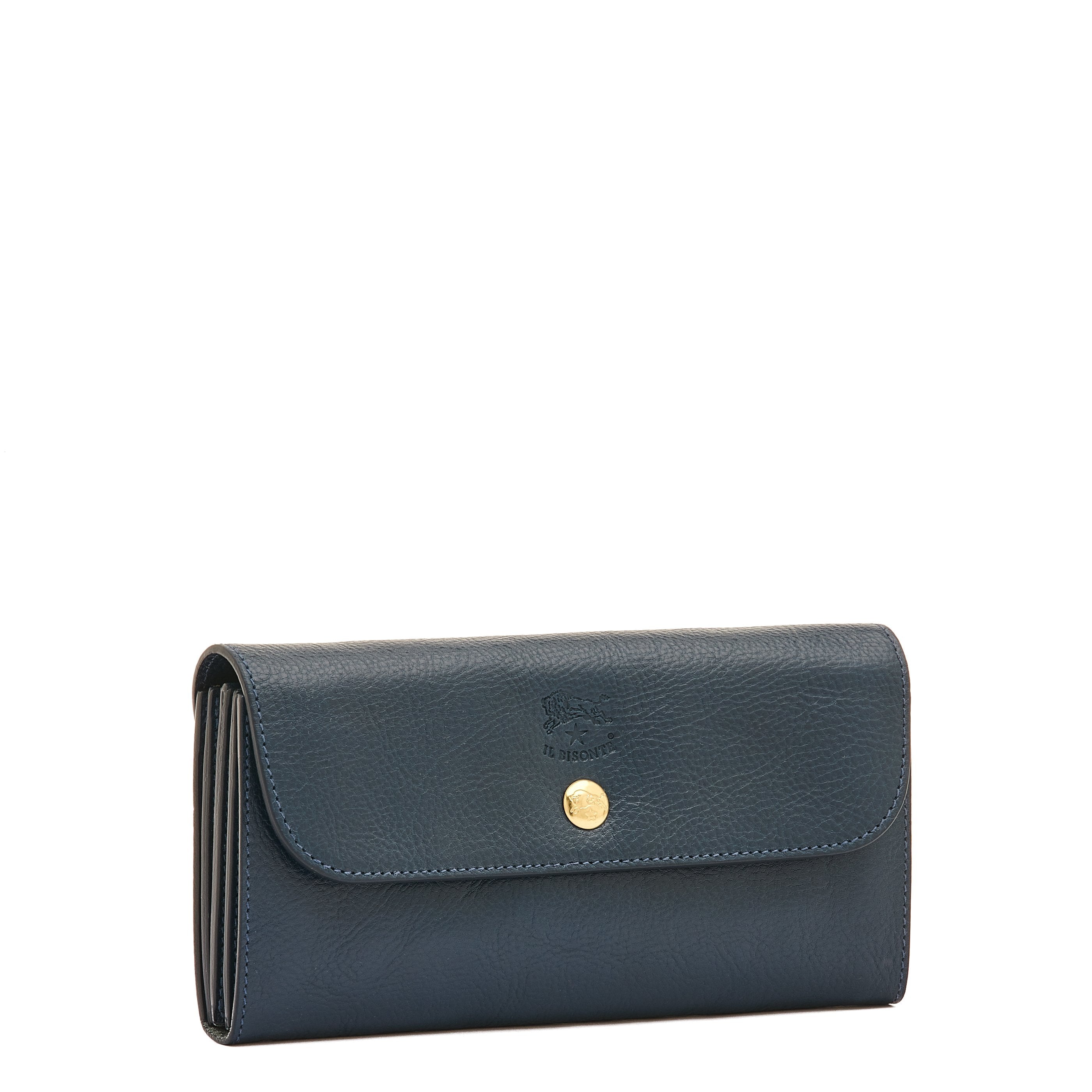 Siena Women's continental wallet in leather color blue – Il Bisonte