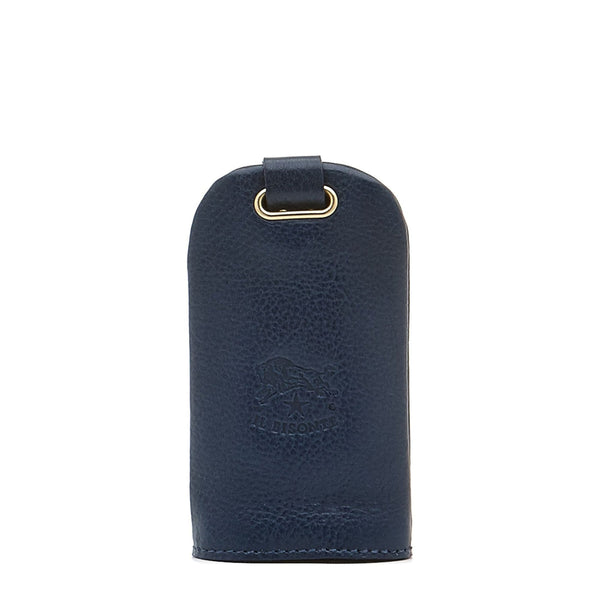 Keyring in calf leather color blue