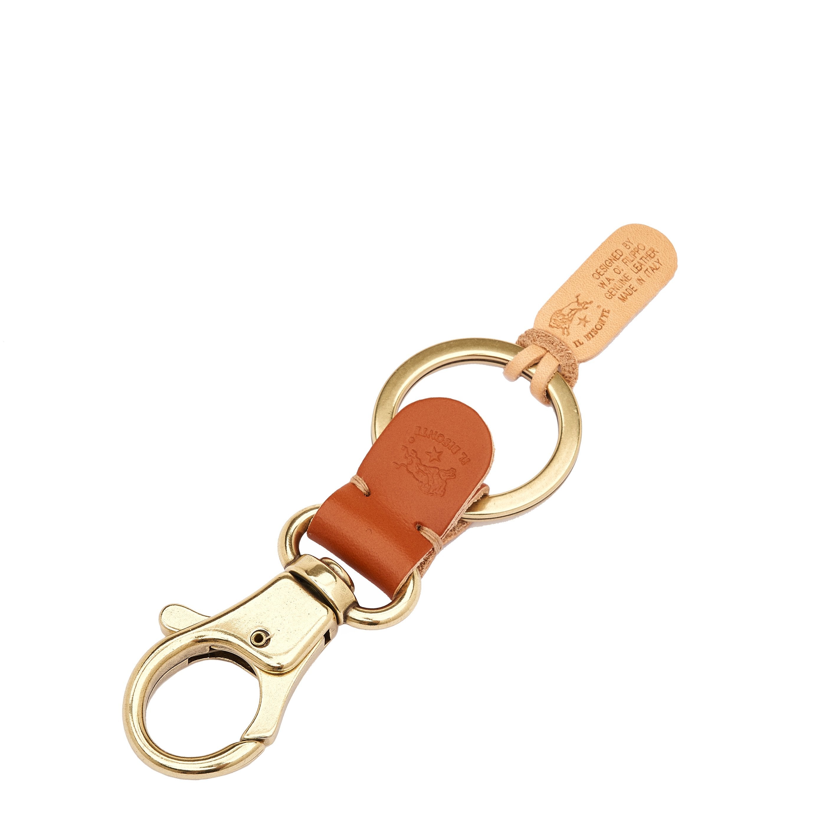 Keyring in leather color caramel