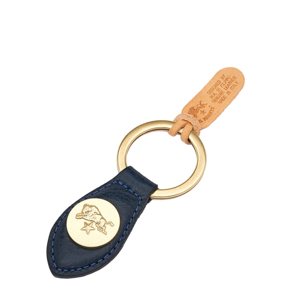Keyring in Calf Leather color Blue