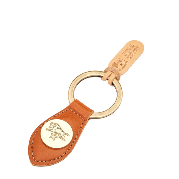 Keyring in calf leather color caramel