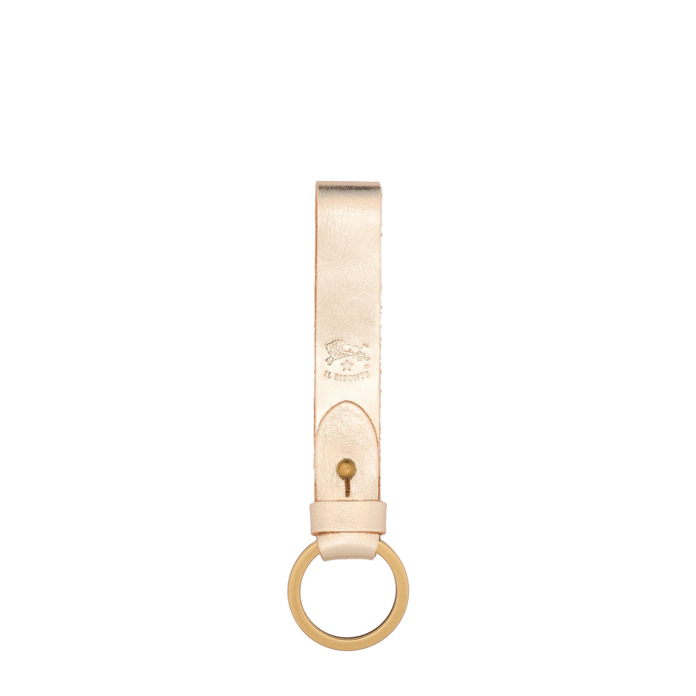 Porta chiavi in pelle metallizzata colore platino