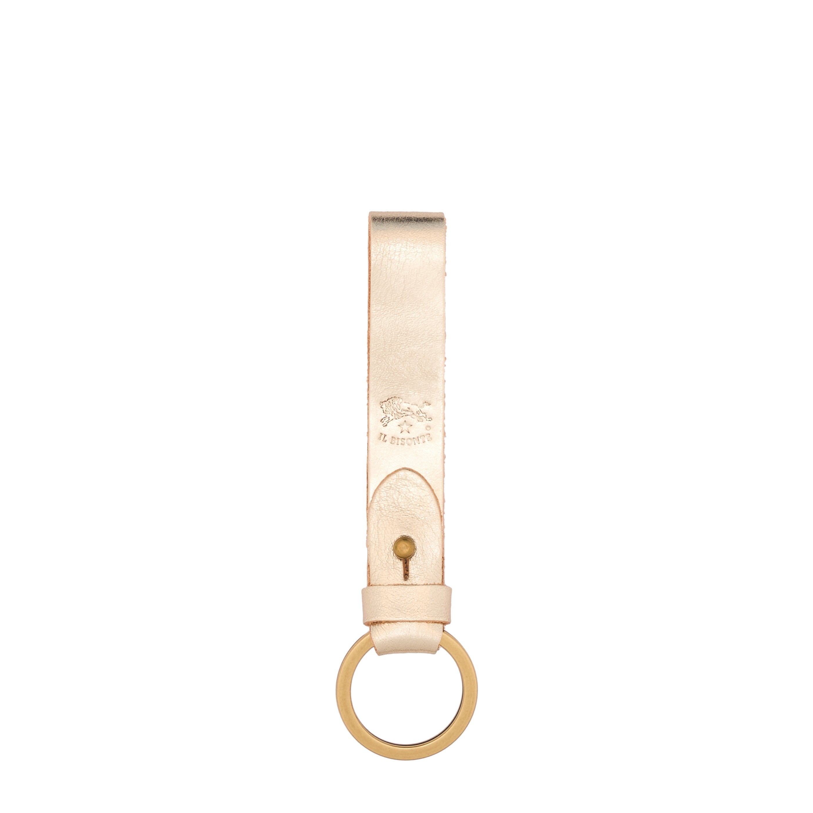 Porta chiavi in pelle metallizzata colore platino