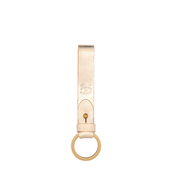 Porta chiavi in pelle metallizzata colore platino