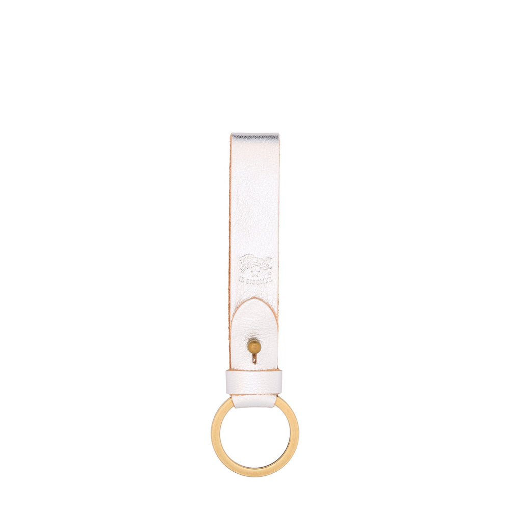 Porta chiavi in pelle metallizzata colore argento