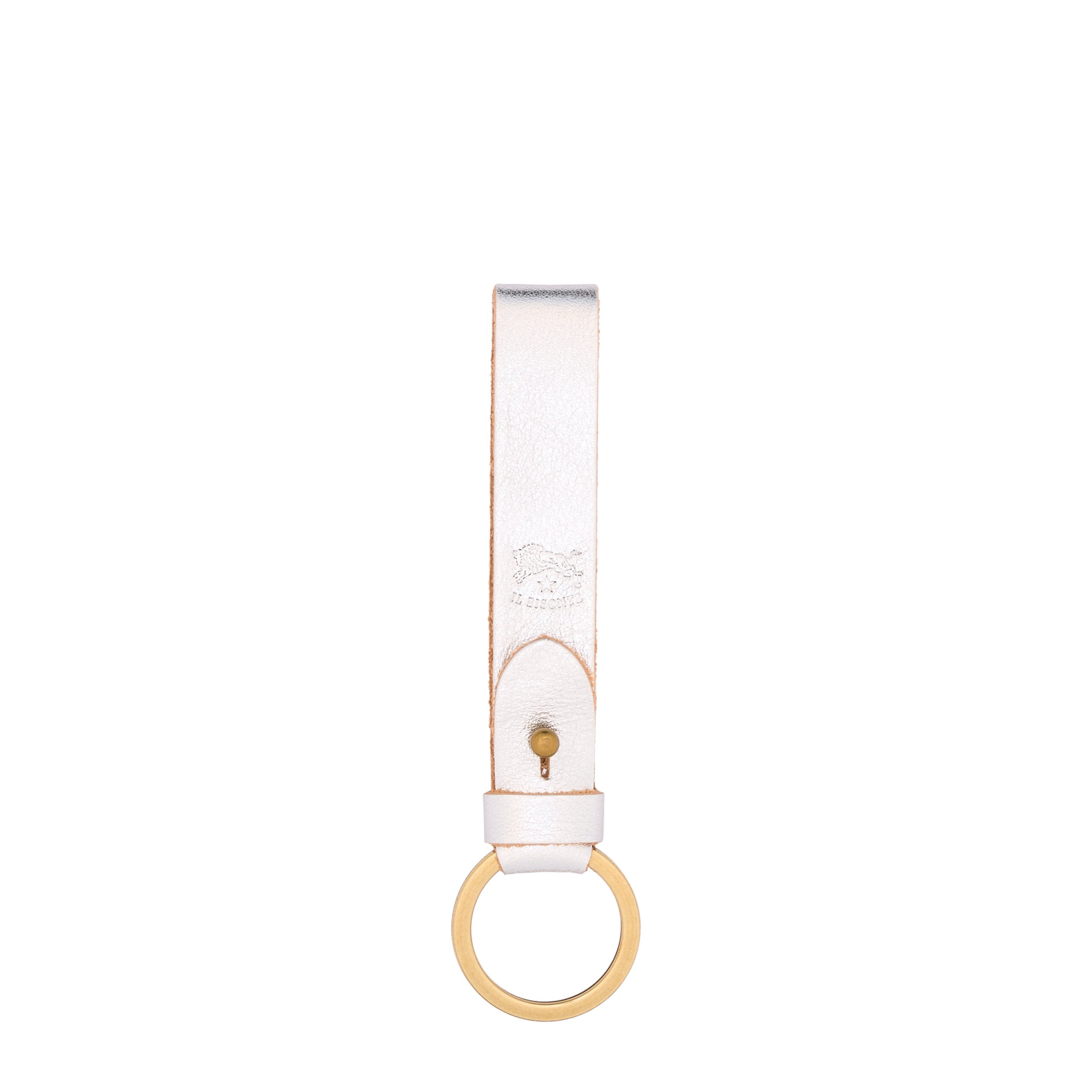 Porta chiavi in pelle metallizzata colore argento