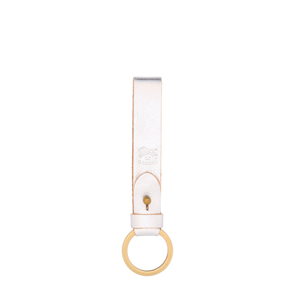 Porta chiavi in pelle metallizzata colore argento