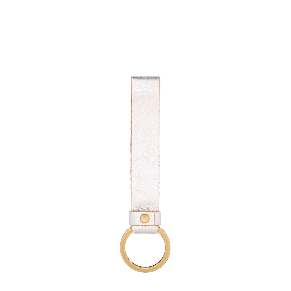 Porta chiavi in pelle metallizzata colore argento