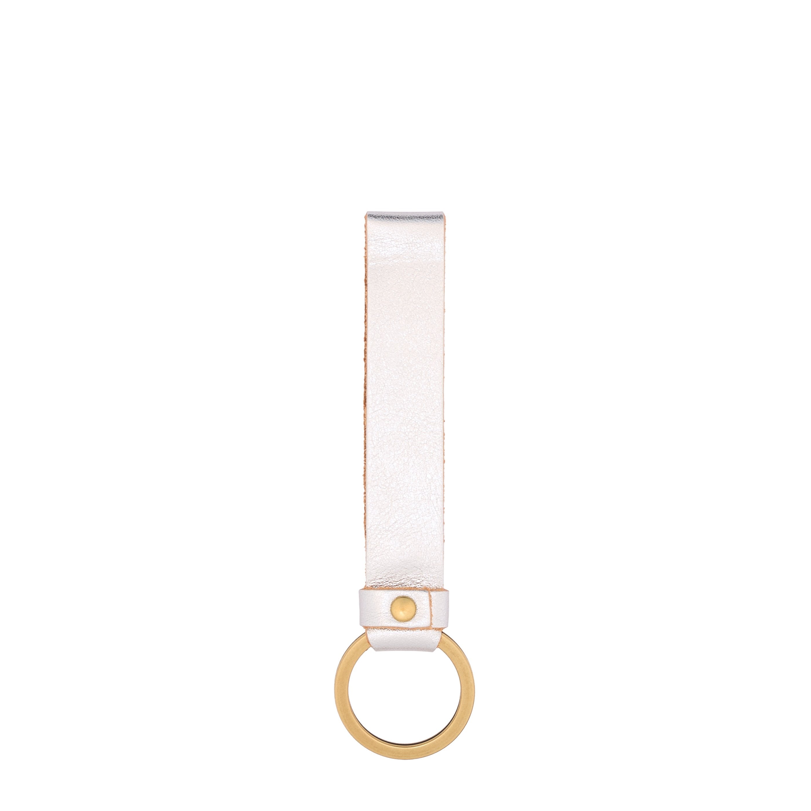 Porta chiavi in pelle metallizzata colore argento