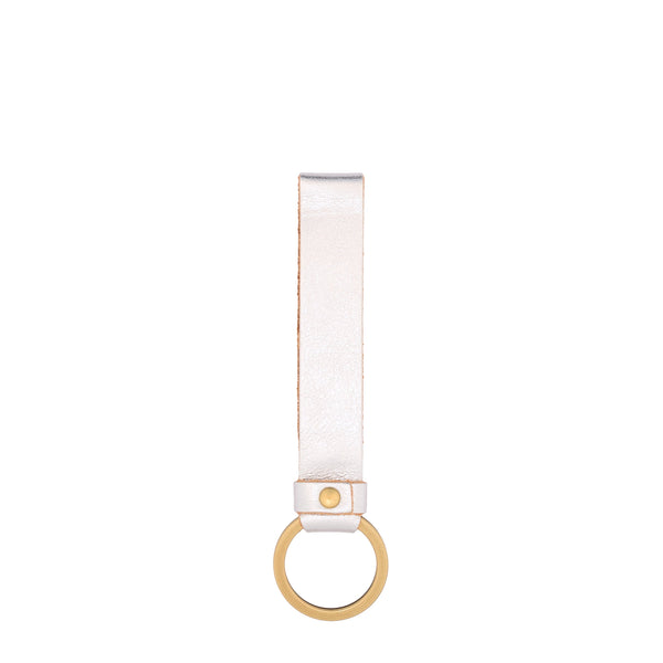 Porta chiavi in pelle metallizzata colore argento